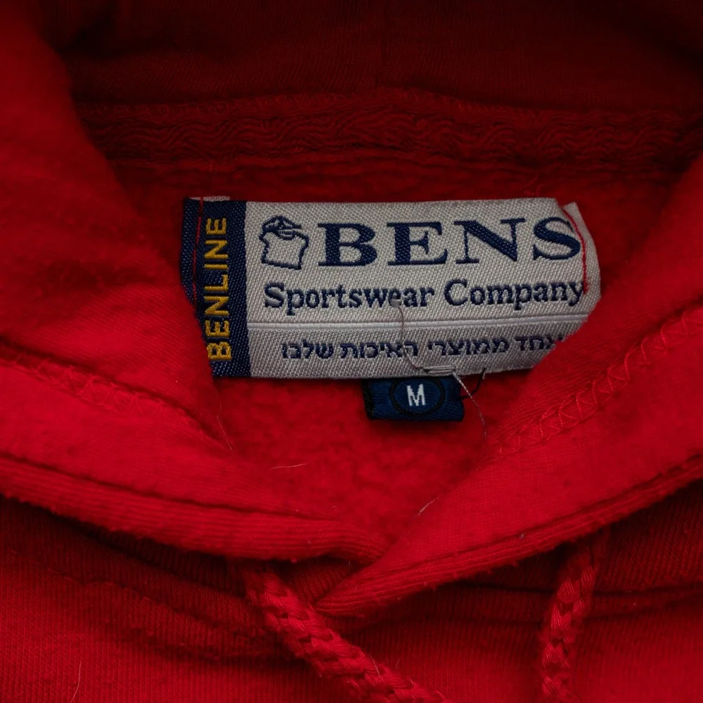 Vintage Red Coca Cola Hebrew Script Logo Hoodie Adult M Bens Sportswear